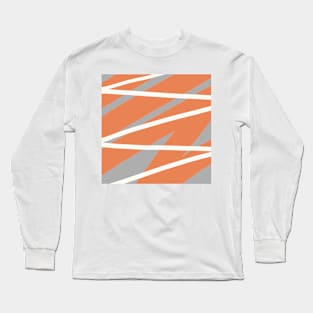 Orange Silver Geometric Art Long Sleeve T-Shirt